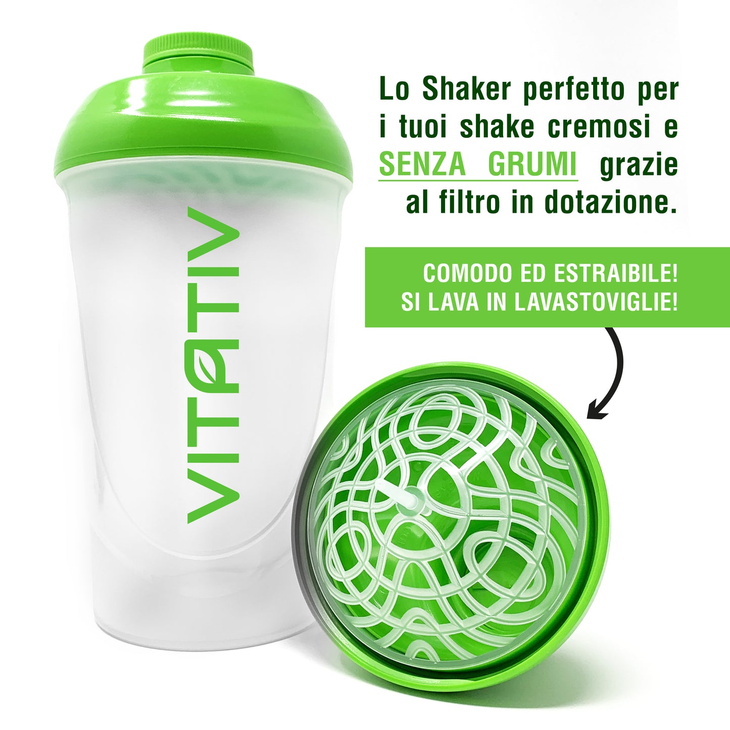 Shaker Vitativ | Borraccia da 600ml - Filtro Miscelatore Incluso