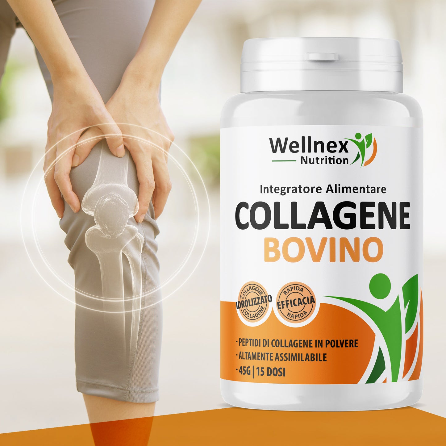 Collagene Bovino Puro - 45g Peptidi di Collagene da Bovino