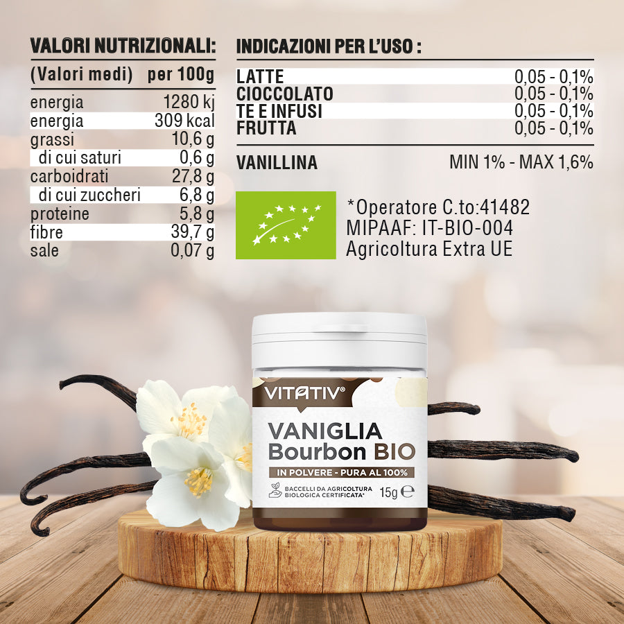 Vaniglia Bourbon BIO | 15g PURA e in POLVERE