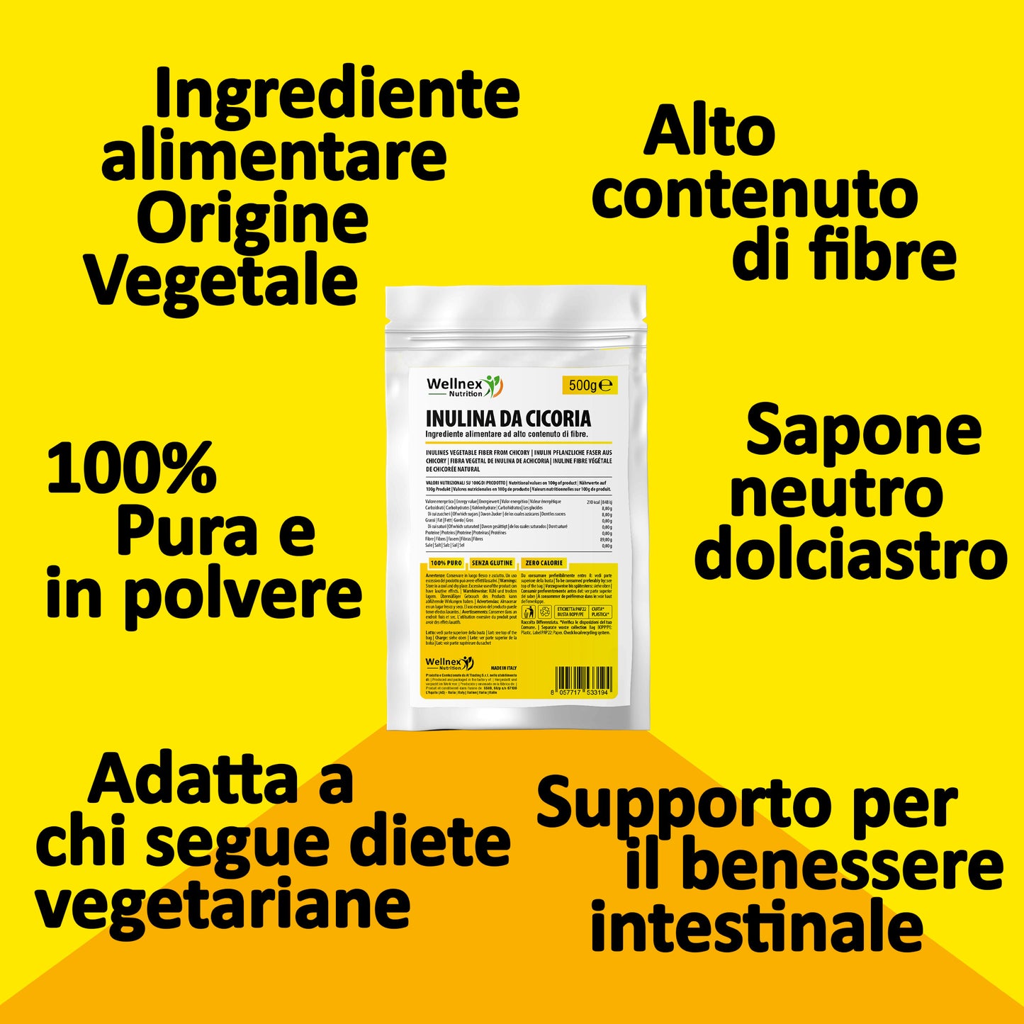 Inulina da cicoria | 500 g - Prebiotico di origine vegetale