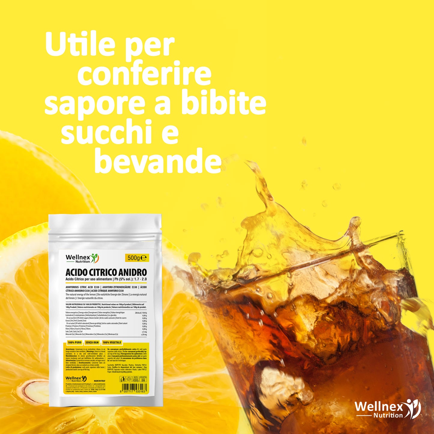 Acido Citrico Anidro 500g - Da fonti Vegetali