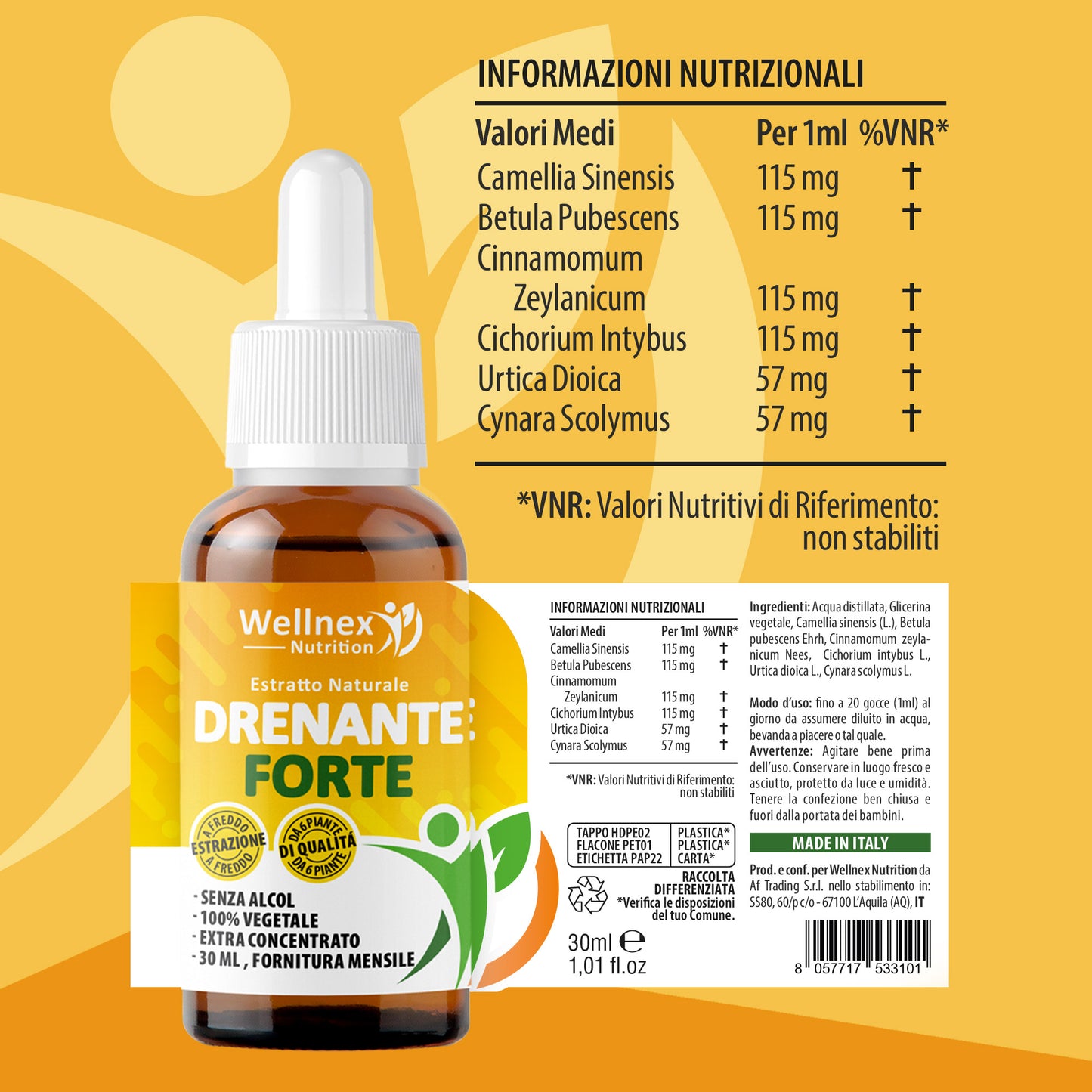 Drenante Forte 30ml - Estratto Naturale da 6 piante Detox