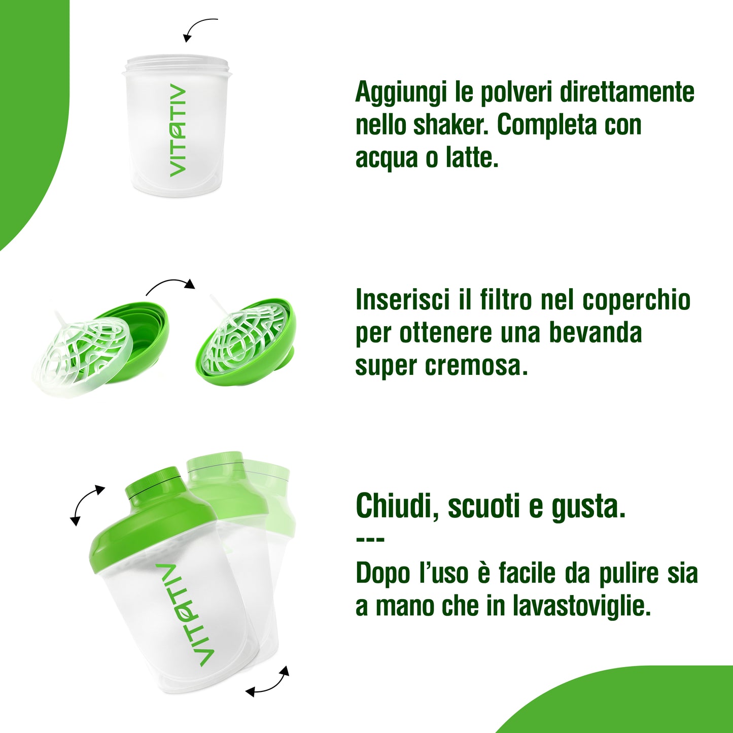 Shaker Vitativ | Borraccia da 600ml - Filtro Miscelatore Incluso