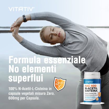 NAC 600 N-Acetil-L-Cisteina | 90 Capsule da 600mg