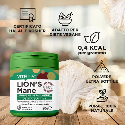 Funghi Lion's Mane | Polvere 20g | Purezza 100%