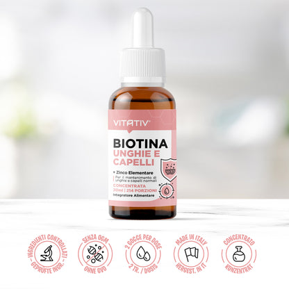 Biotina Unghie e Capelli + Zinco 30ml