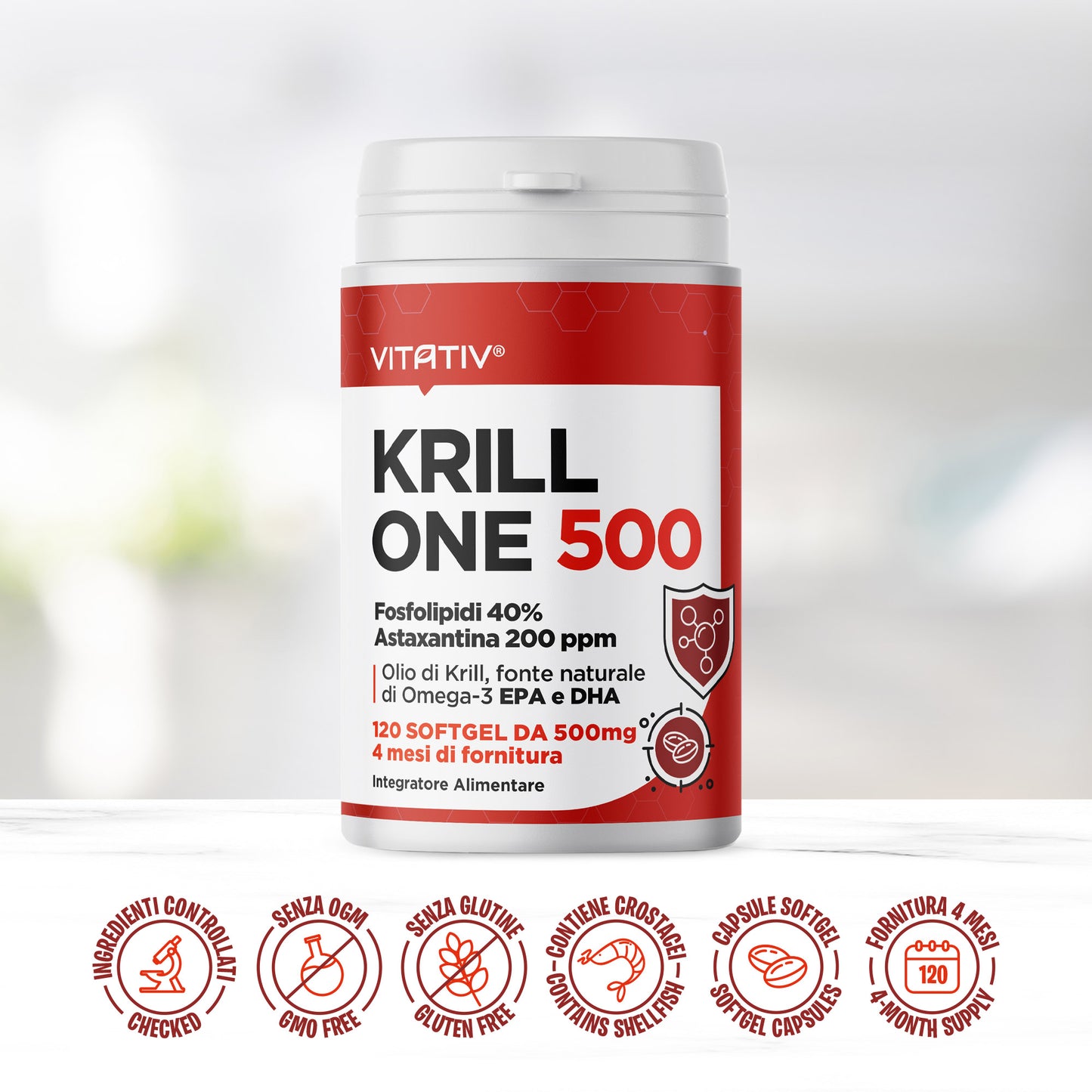 Krill ONE | Olio di Krill 500mg | 40% Fosfolipidi