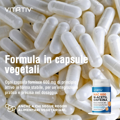 NAC 600 N-Acetil-L-Cisteina | 90 Capsule da 600mg