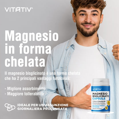 Magnesio Bisglicinato Capsule + Zinco e Vitamina B6