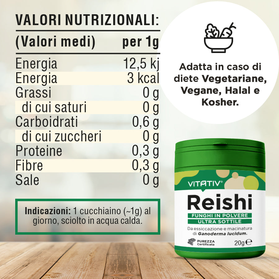 Funghi Reishi | Polvere 20g | Purezza 100%