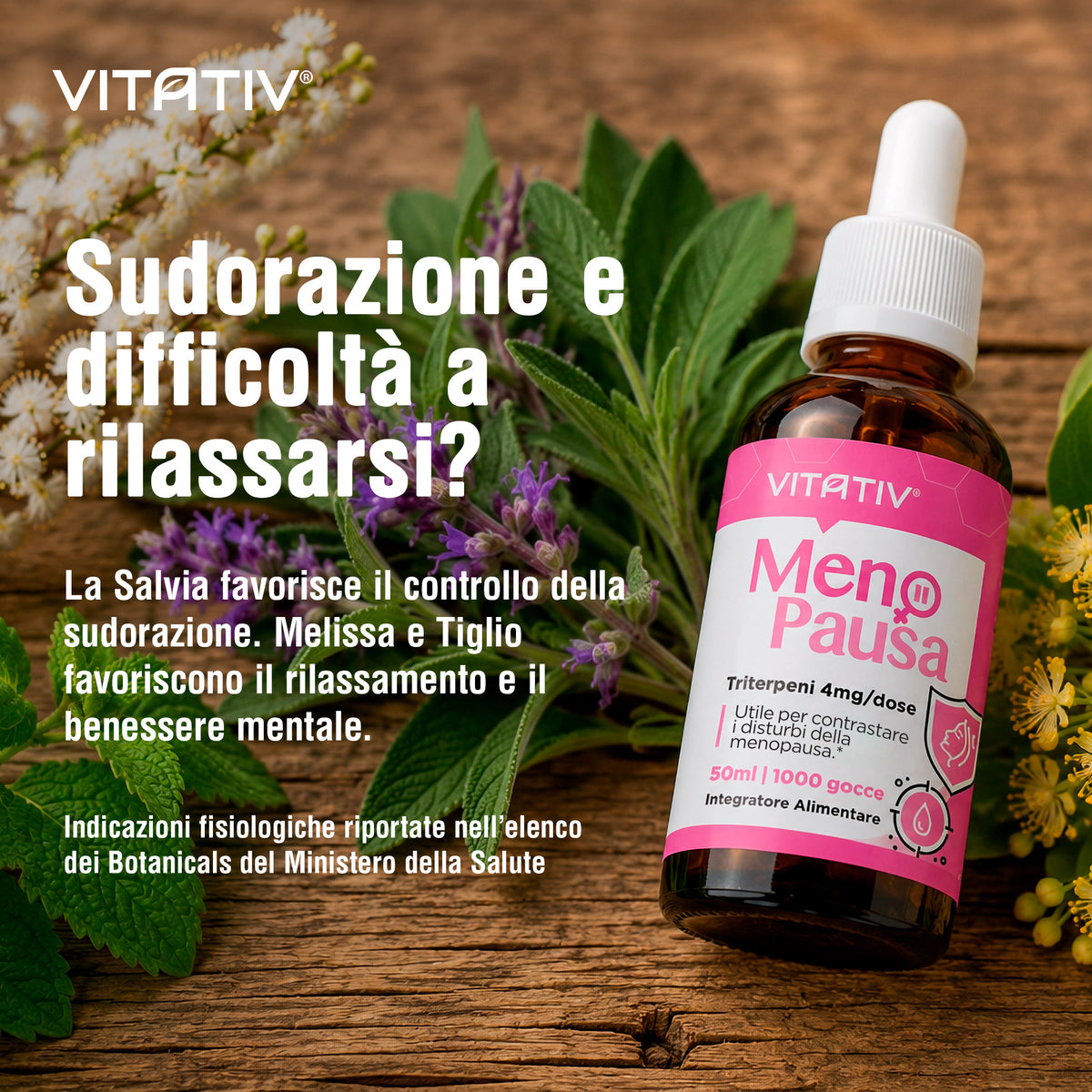 Integratore Menopausa Donna in Gocce 50 ml con Cimicifuga e Salvia