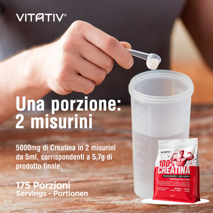 Creatina Monoidrato Micronizzata 200 Mesh in Polvere Pura, 1 kg