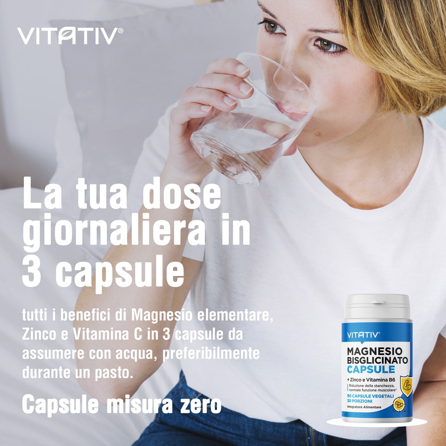 Magnesio Bisglicinato Capsule + Zinco e Vitamina B6