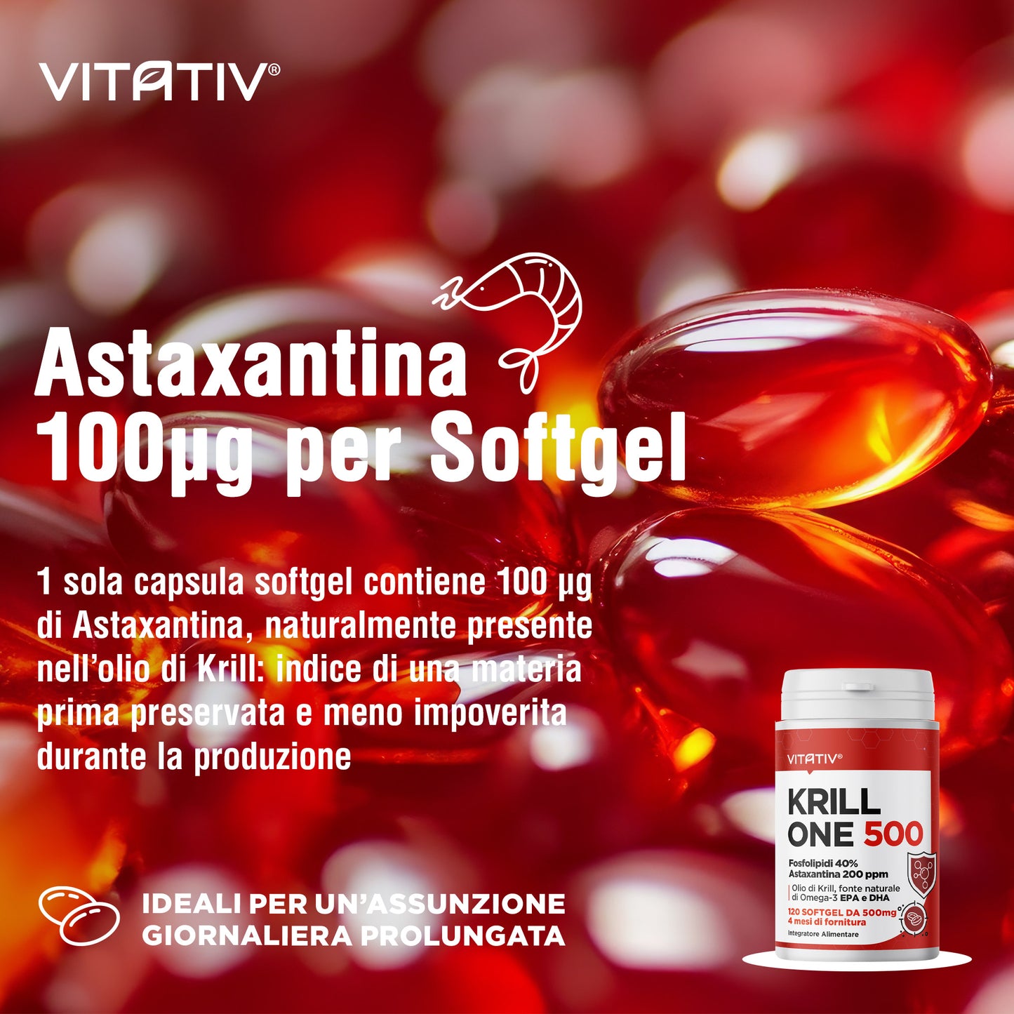 Krill ONE | Olio di Krill 500mg | 40% Fosfolipidi