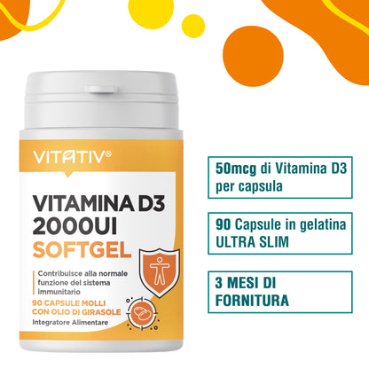 Vitamina D3 2000 UI Softgel Mini | 50 µg