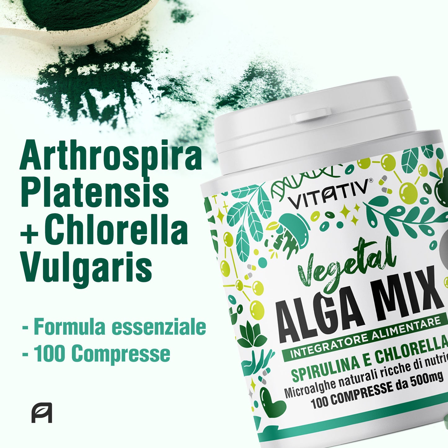 Alga Mix Spirulina e Chlorella 100 Compresse
