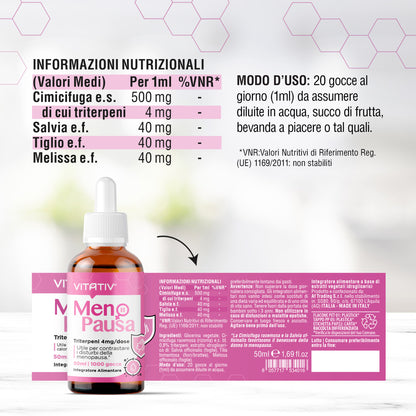 Integratore Menopausa Donna in Gocce 50 ml con Cimicifuga e Salvia