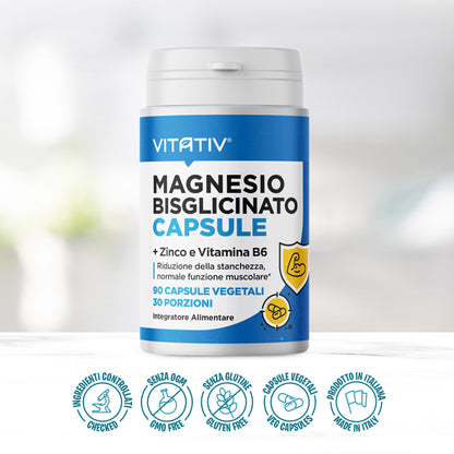Magnesio Bisglicinato Capsule + Zinco e Vitamina B6
