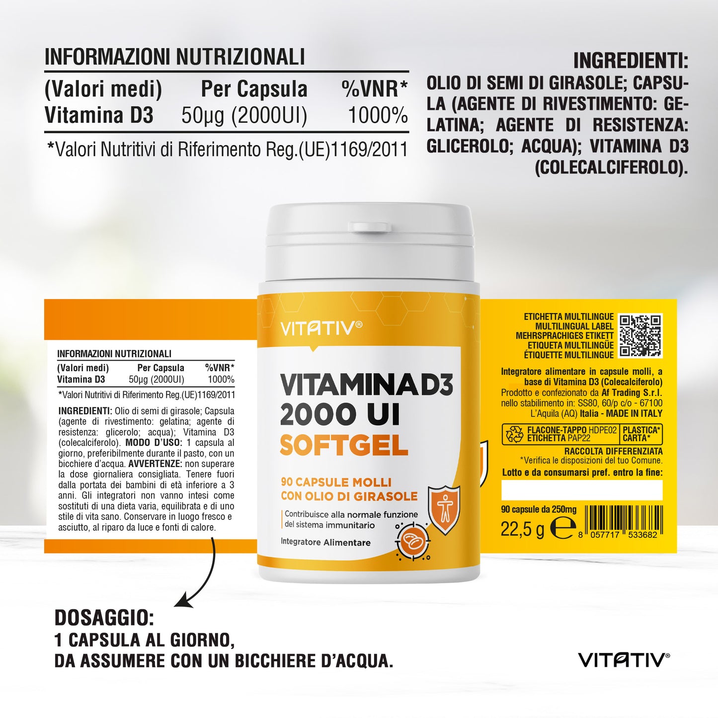 Vitamina D3 2000 UI Softgel Mini | 50 µg