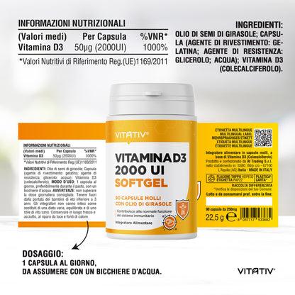 Vitamina D3 2000 UI Softgel Mini | 50 µg