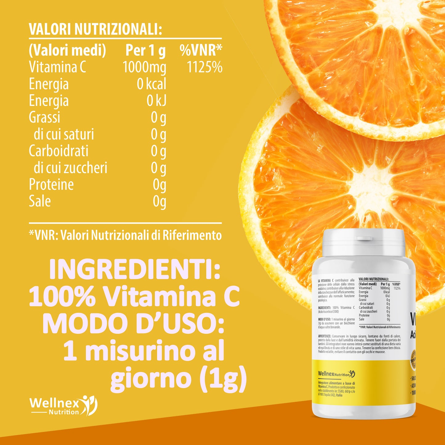 Vitamina C 1000mg | 140g - Polvere Pura