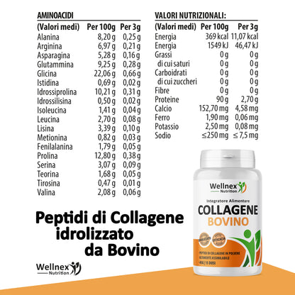 Collagene Bovino Puro - 45g Peptidi di Collagene da Bovino