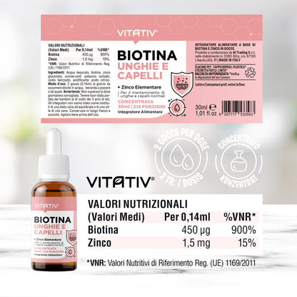 Biotina Unghie e Capelli + Zinco 30ml