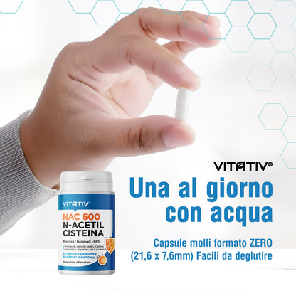 NAC 600 N-Acetil-L-Cisteina | 90 Capsule da 600mg