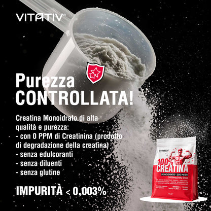 Creatina Monoidrato Micronizzata 200 Mesh in Polvere Pura, 1 kg