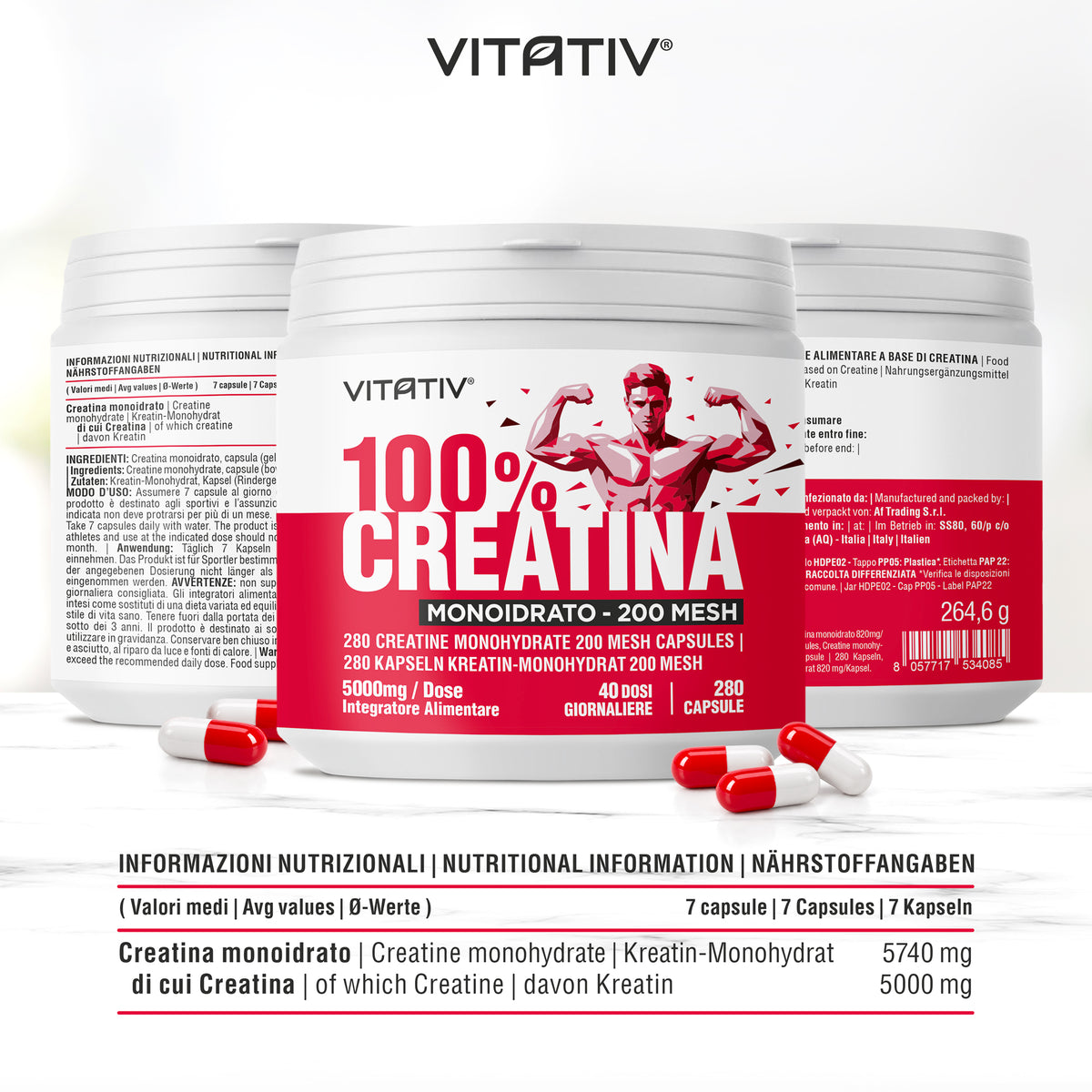 Creatina Monoidrato Micronizzata 280 Capsule