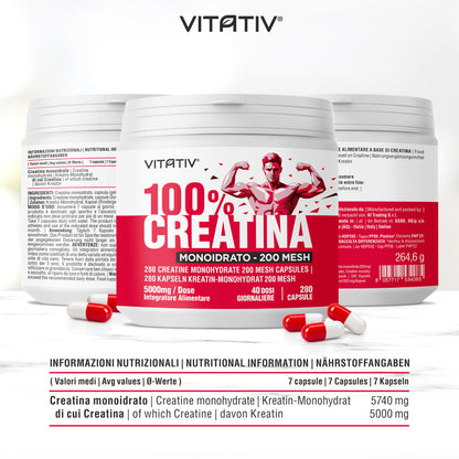 Creatina Monoidrato Micronizzata 280 Capsule