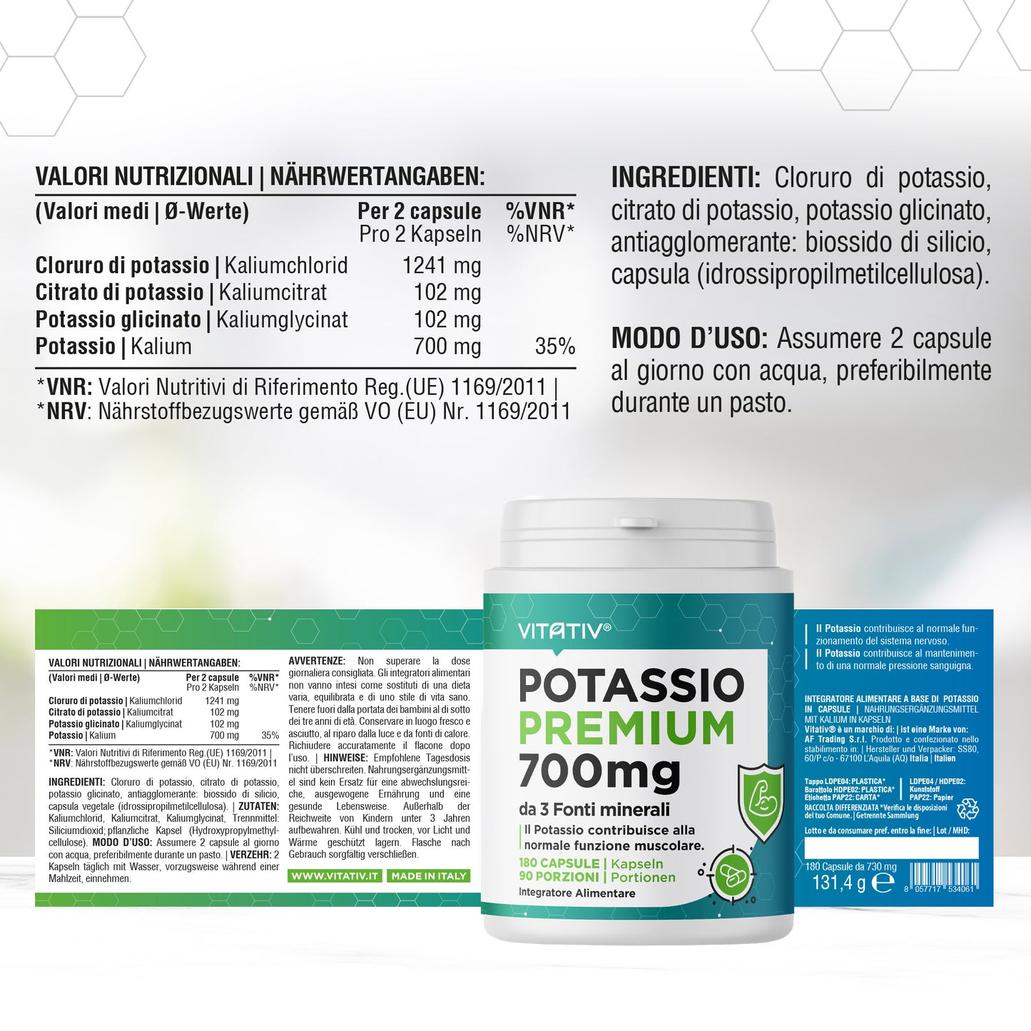 Potassio Premium 180 Capsule | 700mg / dose