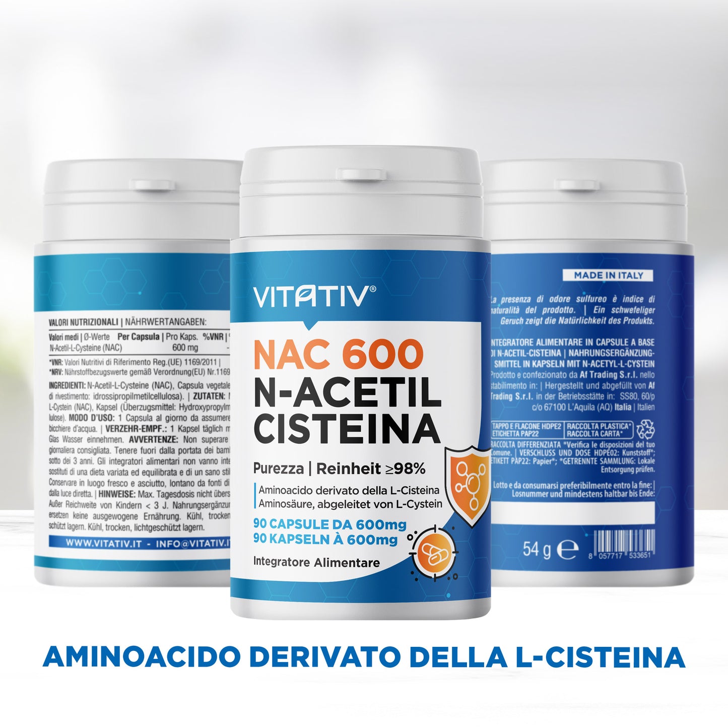 NAC 600 N-Acetil-L-Cisteina | 90 Capsule da 600mg