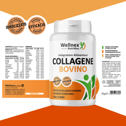 Collagene Bovino Puro - 45g Peptidi di Collagene da Bovino