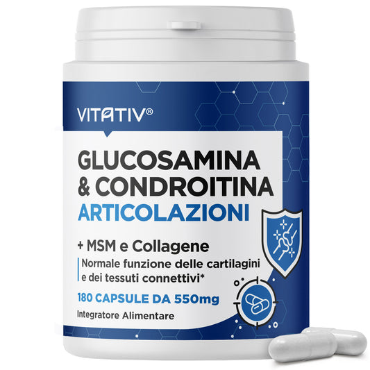 Glucosamina e Condroitina | 180 Capsule da 550mg