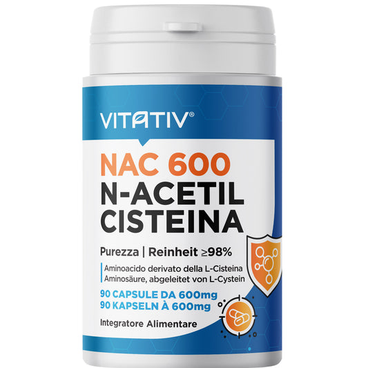 NAC 600 N-Acetil-L-Cisteina | 90 Capsule da 600mg
