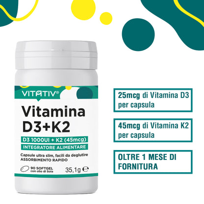 Vitamina D3+K2 | 90 Softgel Ultra Slim